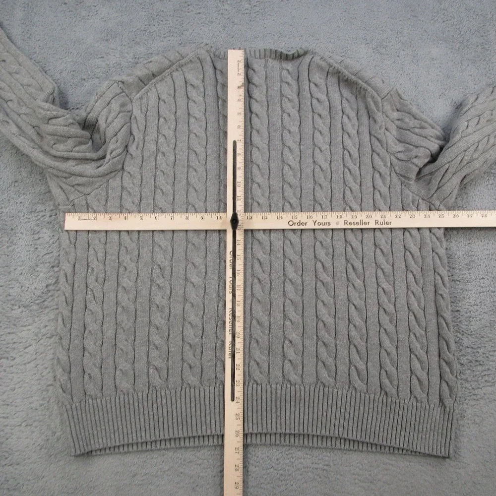 Polo Ralph Lauren Mens 3XB Grey Cable Knit Cotton Crew Neck Sweater Pullover